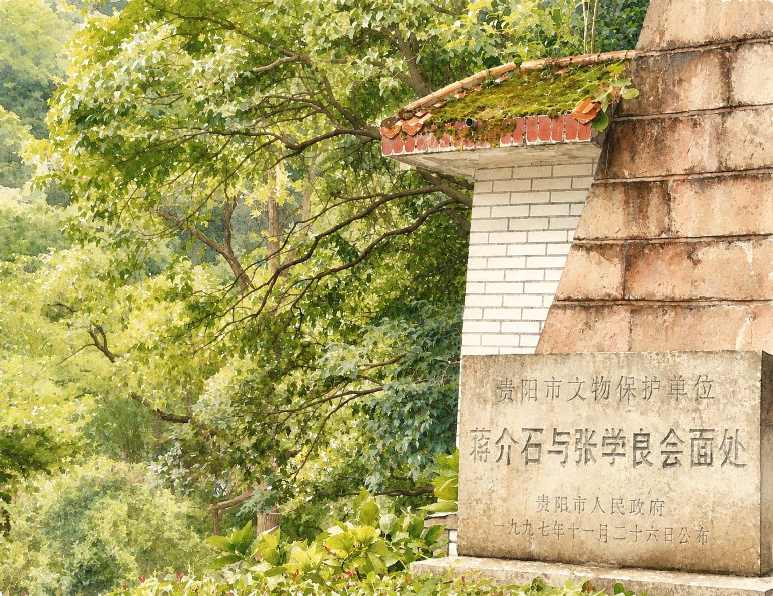 「蒋介石与张学良会面处」的牌子——山中一隅,藏着一段近代史。