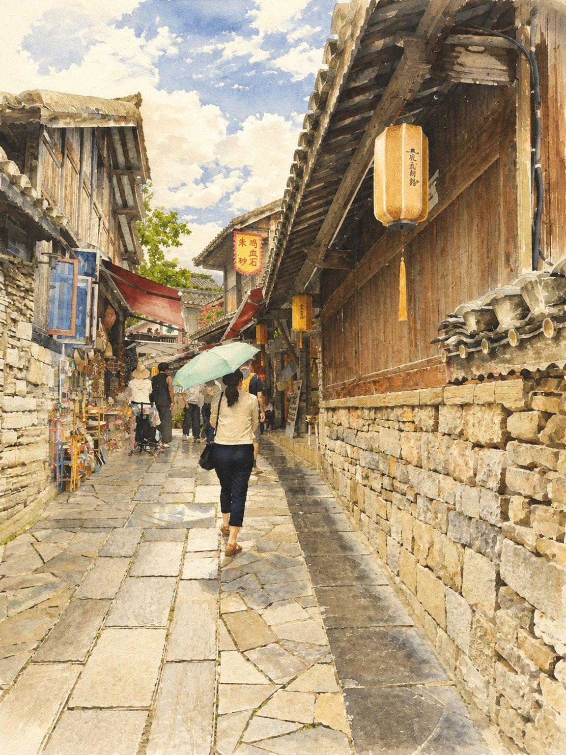 古镇的石板路,两侧明清老宅,走两步就是一个门洞。